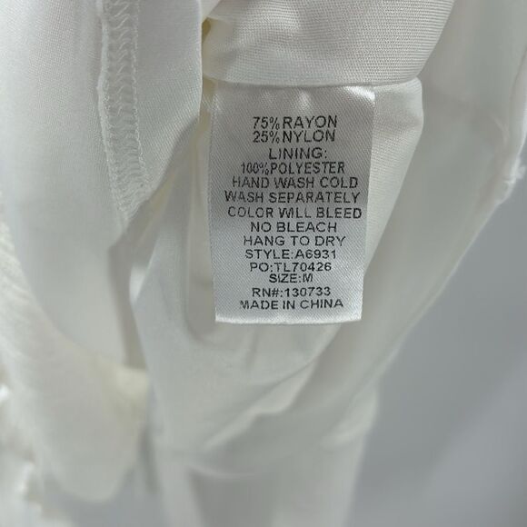 Umgee White Midi Dress Women’s Size Medium Solid White Short Sleeve Dress - Picture 5 of 10